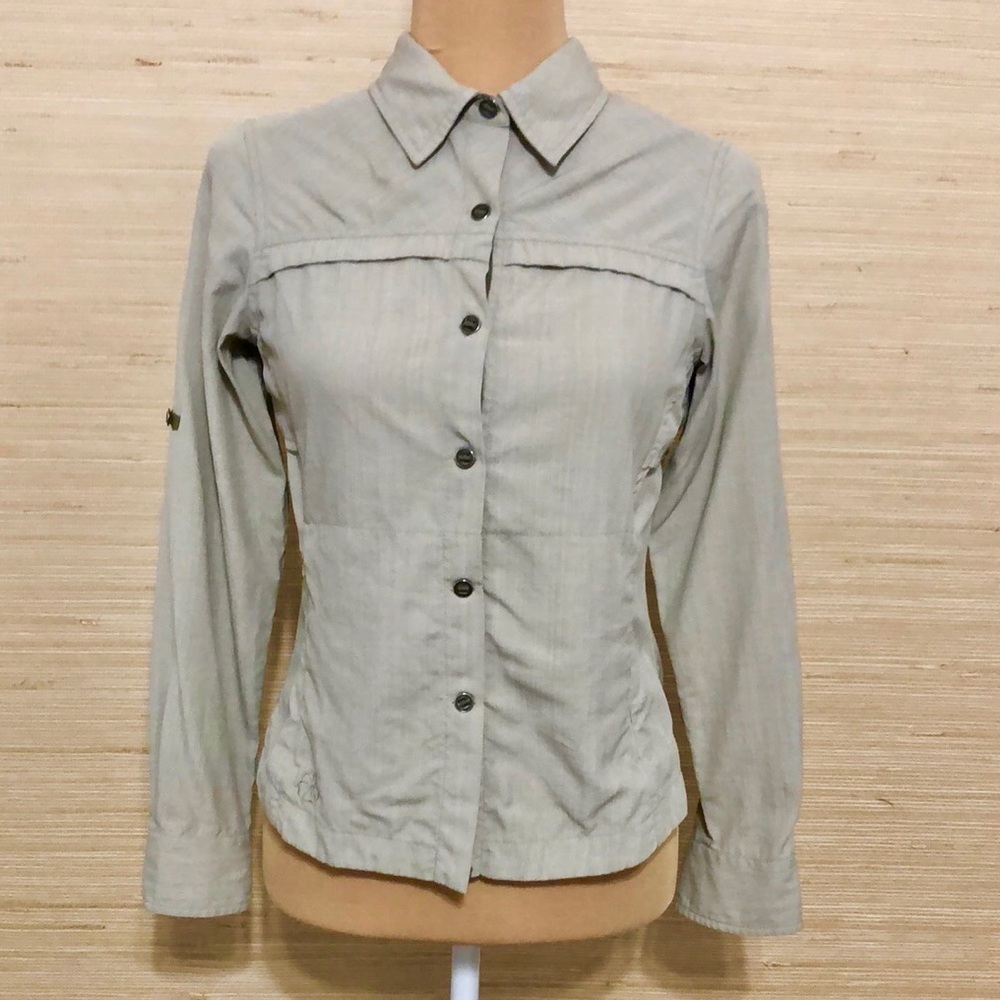 Outdoor Research Khaki Button-Up Long Sleeve Nylon Hiking Recreation Shirt XS